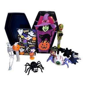 80s-00s Halloween Goodie Box Party Bag Favor Lot Stickers Candy Figures Toys VTG
